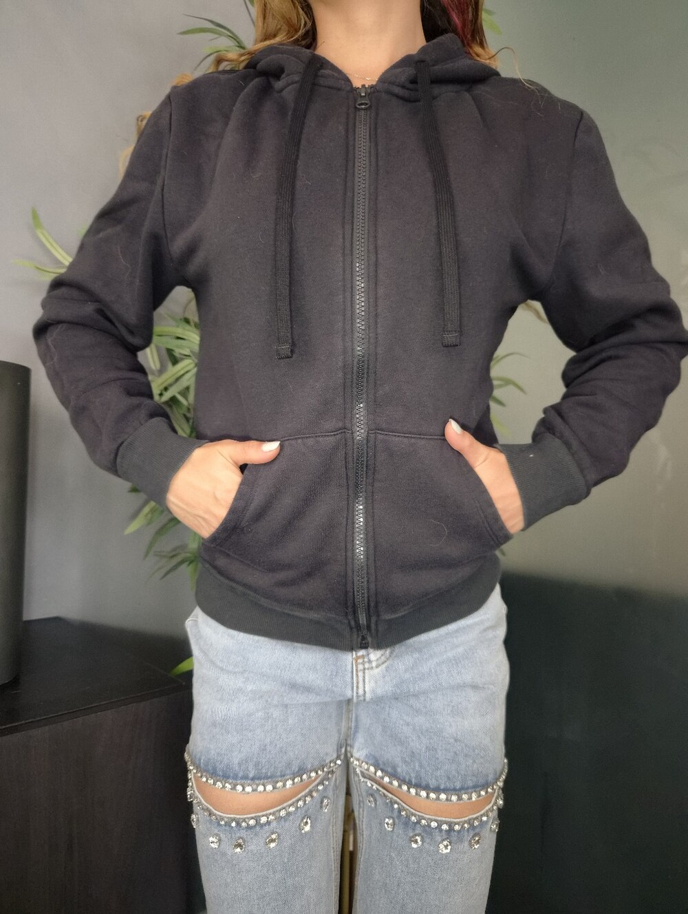 Obsessive Love Basics Black Zip-Up Hoodie XS